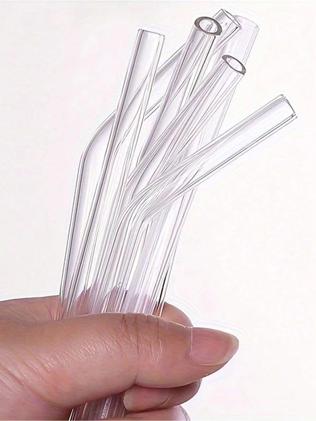 9pcs Glass Straw Set, Includes Cleaning Brush - Reusable Bent & Straight Straws, Suitable For Drinks, Cocktails - Great For Home, Party, Bar, Bubble Tea Shop, Christmas Gift, Back To School