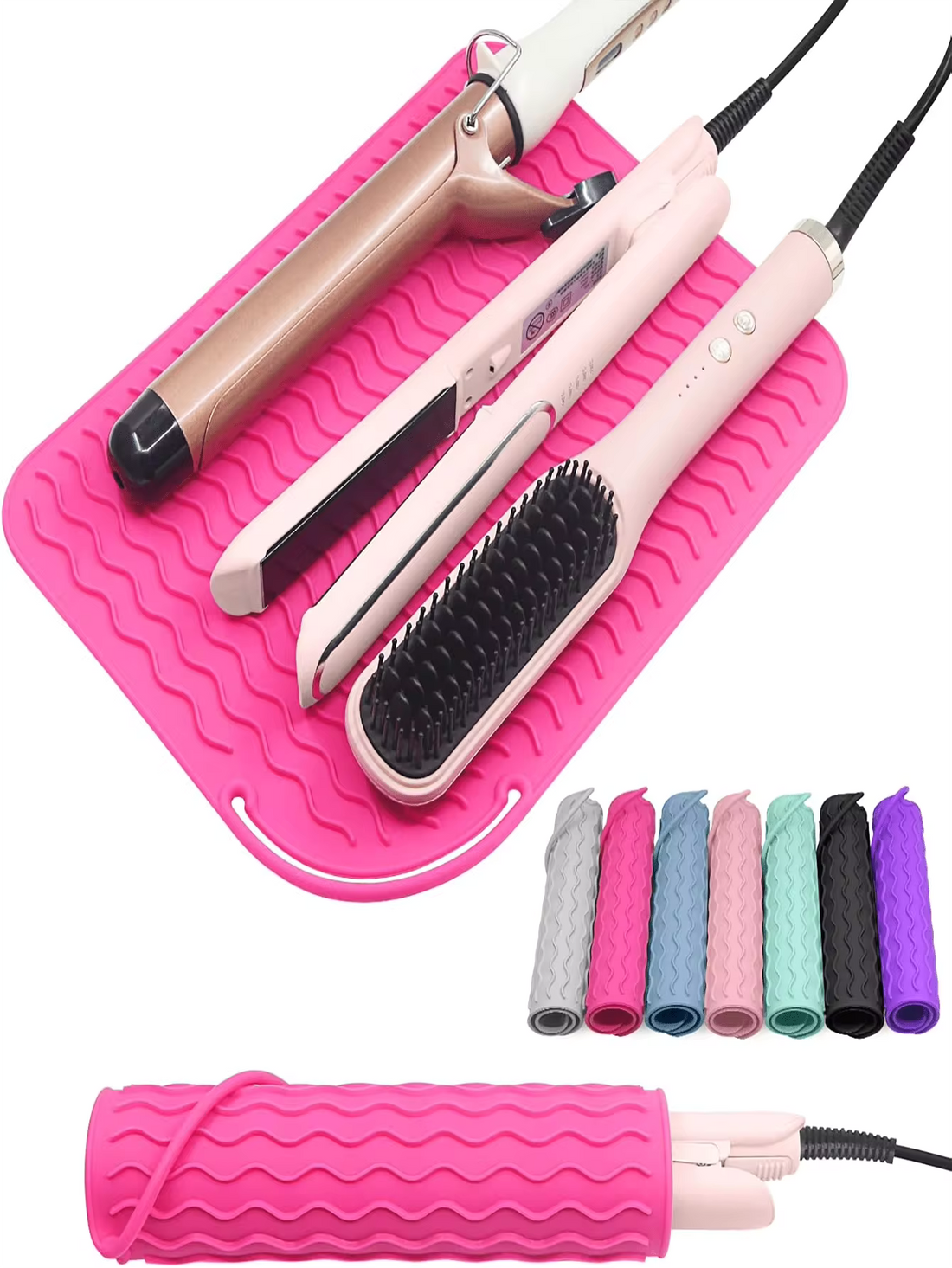 Portable Silicone Heat-Resistant Pad, Straightener, Curling Iron Insulation Pad, Anti Slip And Heat-Resistant Pad, Travel Styling Tool For Travel Dressing Table, Travel Case For Hairdressing Tools - Heat-Resistant Pad, Straightener Pad
