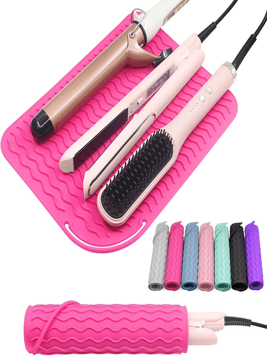 Portable Silicone Heat-Resistant Pad, Straightener, Curling Iron Insulation Pad, Anti Slip And Heat-Resistant Pad, Travel Styling Tool For Travel Dressing Table, Travel Case For Hairdressing Tools - Heat-Resistant Pad, Straightener Pad