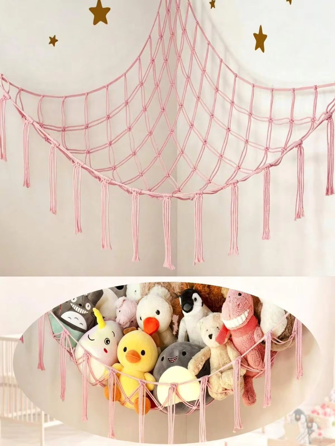 1/2pcs Large Plush Doll Hammock - Plush Doll Corner Hanging Net - Hanging Plush Doll Storage Organizer, Suitable For Plush Doll Display, Khaki Doll Storage, Girls Room Bedroom Boho Style Nursery Decor